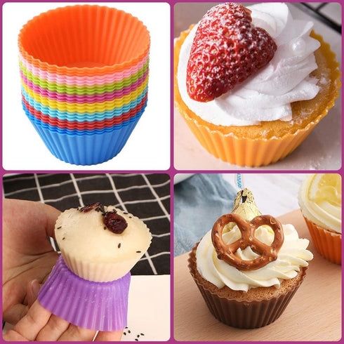 Newk Reusable Silicone Baking Cups, 48 Packs Nonstick Food Grade Silicone Cupcake Liners, Muffins Cup Molds - 8 Colors...