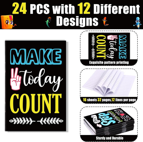 24PCS Mini Inspirational Notebooks Party Favors - Motivational Journals Pocket Notepads Bulk for Appreciation, Graduation?Office Gifts Party Suppl...