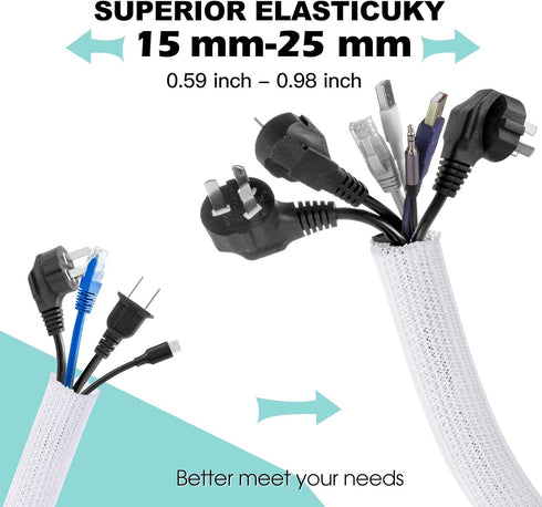 AGPTEK Cable Management Sleeve Cover, 10ft - 1 inch Cord Management System for Desk PC TV Computer Projector Wires Protection and Organization, Ho...