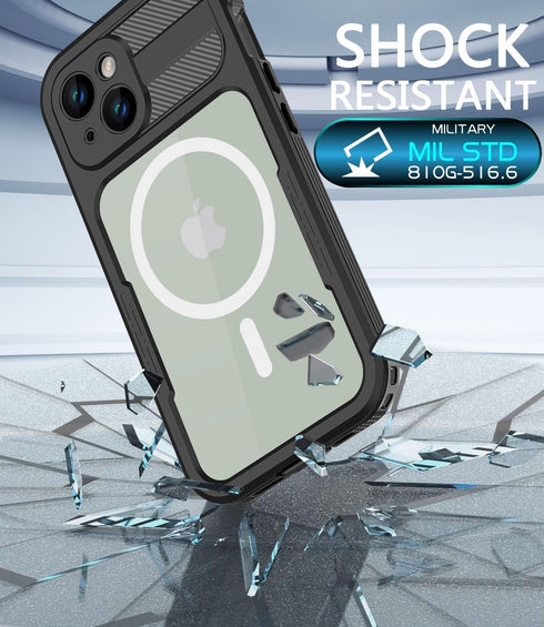for iPhone 15 Phone Case Waterproof Shockproof Dustproof iPhone 15 Waterproof Cover Full-Body Sturdy with Magnetic Ring and Built-in Screen Protec...