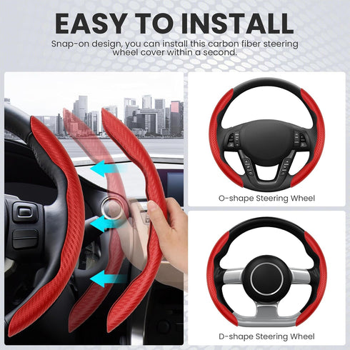GSPSCN Universal Car Carbon Fiber Steering Wheel Cover Anti-Skid,Butterfly Steering Wheel Cover,Non-Slip Segmented Steering Wheel Protector,Fit fo...