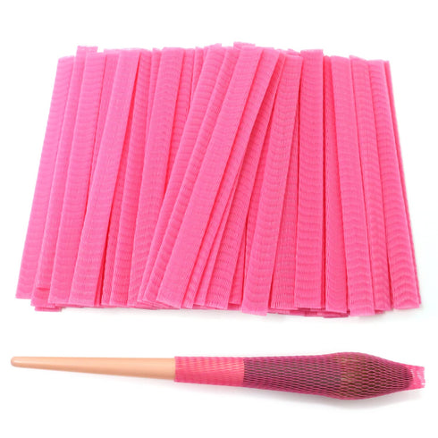 Honbay 100PCS Makeup Brush Protector Reusable Expandable Mesh Cover for Make up Brush, Paint Brush, Handbag Tassels, Bud of Rose, etc (Pink)...