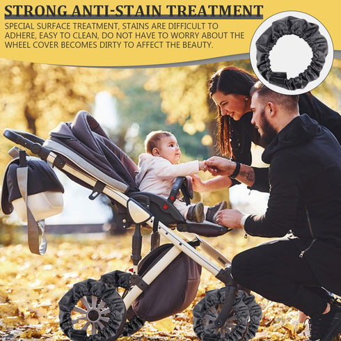 DOERDO 4Pcs Baby Stroller Wheel Cover Protection Covers for Baby Stroller Wheelchair, Black, Large...