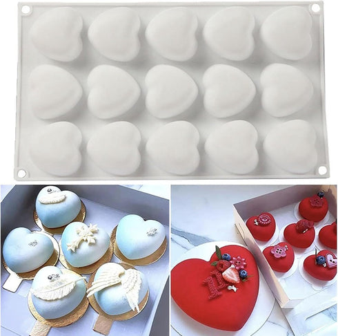 3D Silicone Baking Mold for Candles, Love Heart Shape Silicone Mold for Soap, Mousse Cake Mold, French Dessert Mold Nonstick & Easy Release, Pinec...