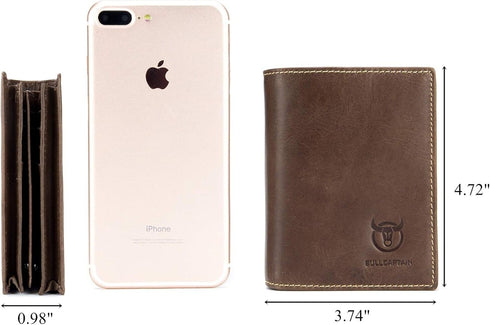 BULLCAPTAIN Genuine Leather Men Wallet Short Design Bifold Wallets Credit Card Holder for Mens (Brown)...