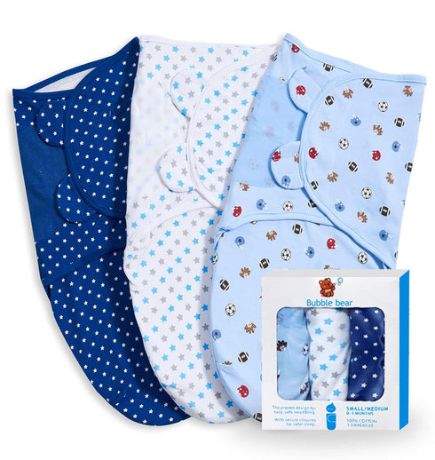 3 Pack Baby Swaddle 0-3 Months - Infant Adjustable Newborn Swaddles Blanket Baby Girl Boy, Swaddling Wrap Blanket Sleep Sack for Newborn-Blue...