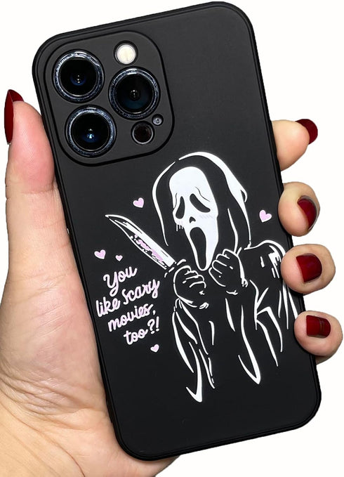 Cool Ghost Face Case for iPhone 15 Pro 6.1 inch, Scream Horror Movie Anime Printed, Fashion Cute Skull Skeleton Design for Women Men Boys Girls So...
