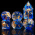 Blue Resin DND Dice Set Polyhedral D&D Dragon Dice for Dungeons and Dragons Gifts Pathfinder Shadowrun Role Playing Games-Navy Blue Clear Gold Fla...