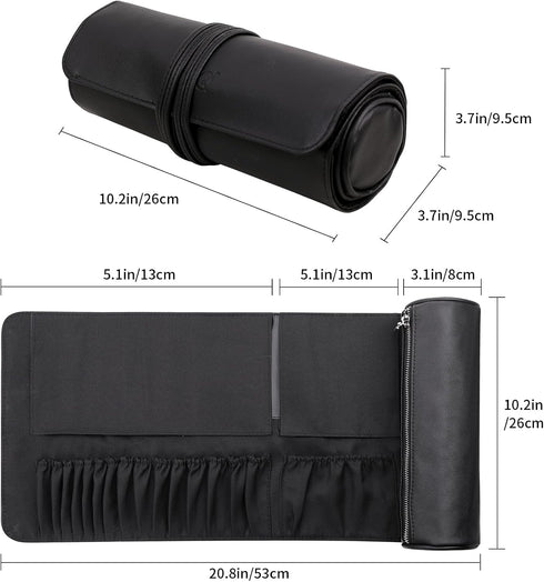 MSQ Makeup Brush Bag Travel Makeup Brush Case Makeup Brush Holder Organizer Cosmetic Bag Portable Roll Up Brush Storage Bag for Makeup Brushes and...