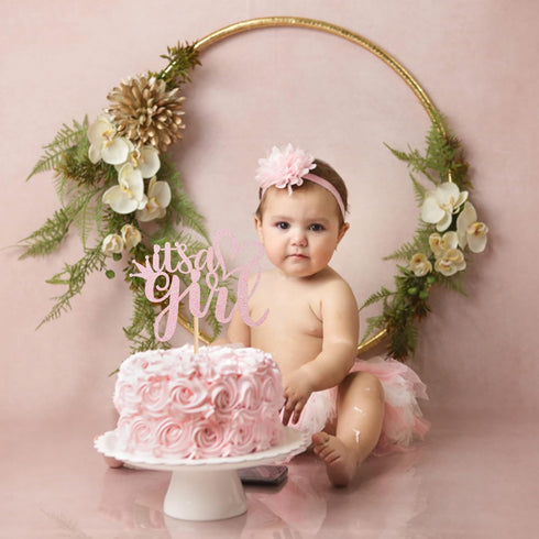 1 PCS It's a Girl Cake Topper Pink Glitter Sweet Baby Girl Cake Picks Baby Shower Cake Decorations for Gender Reveal Girls 1st Birthday Party Supp...