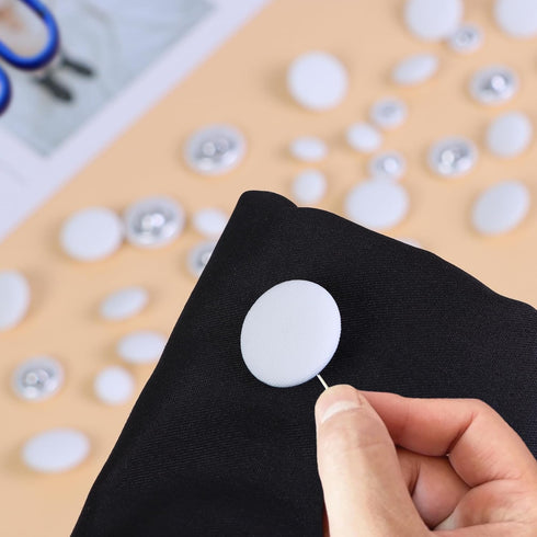 Fabric Cloth Covered with Metal Shank Round Buttons for Jacket Coat Blouse Jeans Dress Suits Bridal Gowns Sewing Buttons,20PCS (25mm, White)...