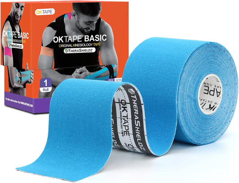 OK TAPE Kinesiology Tape, Basic Original Cotton Elastic Athletic Tape for Support and Recovery, Sports Tape Therapeutic Pain Relief, 2in×16.4ft Un...
