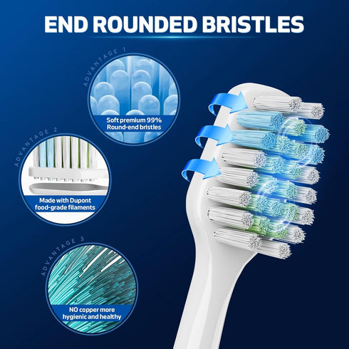 Toothbrush Replacement Heads for Aquasonic Duo Series and Home Dental Center - 8 White...