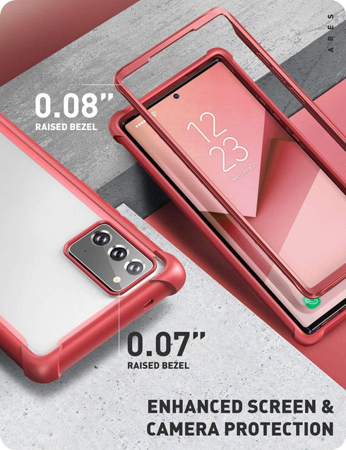 i-Blason Ares Clear Case for Galaxy Note 20 5G 6.7 inch (2020 Release), Dual Layer Rugged Clear Bumper Case Without Built-in Screen Protector (Red...