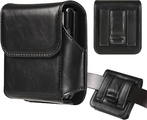 for Samsung Galaxy Z Flip 5/4/3 Phone Pouch Holster Belt Case, Leather Pouch with Belt Clip for Phone Holster Case for Motorola Razr Plus, Moto Ra...