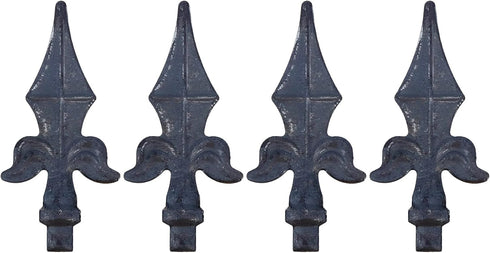 4 PCS Iron Picket Fence Triad Spear 2.24"×0.55"×4.84" Dollhouse Wrought Iron Fence Applied to Home Garden Fence Top...