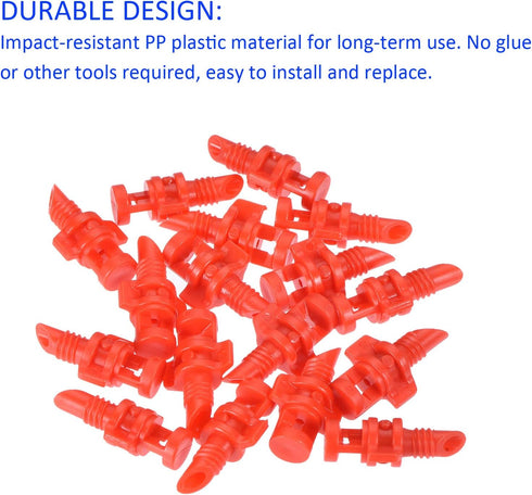 60 Pack Irrigation Drip Emitters - Garden Lawn Micro Spray Misting Nozzle Apply to Watering System (21x12mm Red)...