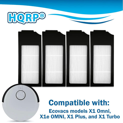 HQRP 4-Pack Robot Vacuum Cleaner Filter Replacement For Ecovacs Deebot X1 Omni / X1e OMNI / X1 Plus / X1 Turbo...