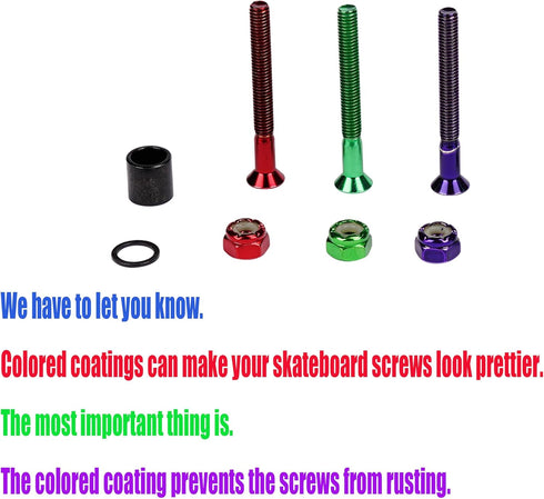 Skateboard Purple Hardware Kit - Mounting Screws & Nuts Set for Longboard Skateboard & Cruiser - Ultra Strong alloy...