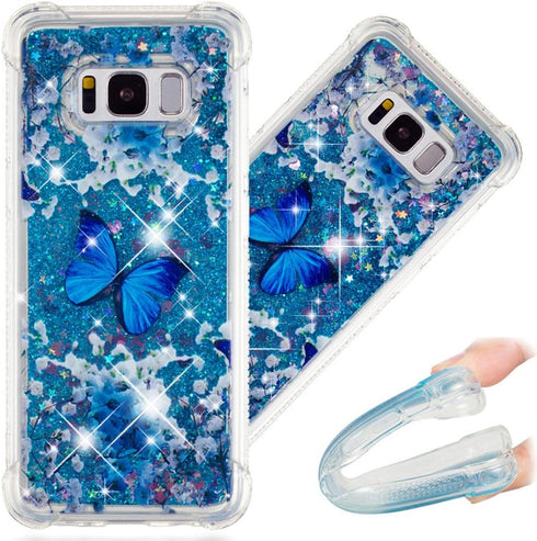 S8 Plus Case, Cute Painted Glitter Liquid Sparkle Floating Bling Quicksand Shockproof Protective Bumper Silicone Case Cover for Samsung Galaxy S8+...