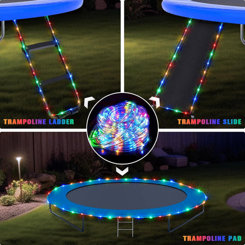 JMEXSUSS 200 LED Trampoline Accessories Solar Rope Lights, 66ft IP 65 Waterproof Solar Camping Lights Outdoor, 8 Modes Solar Trampoline Lights for...