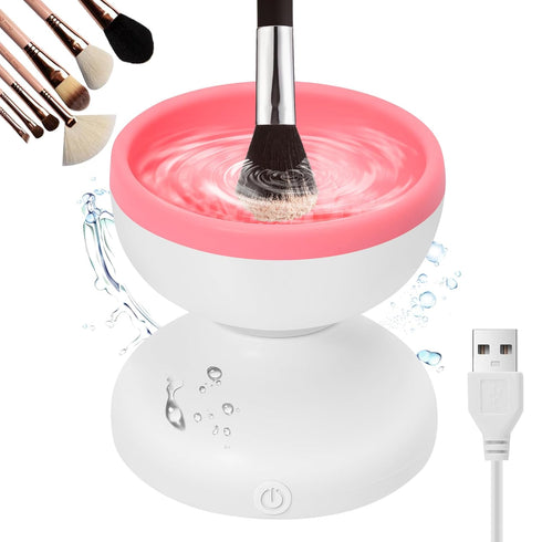 Reiyu Makeup Brush Cleaner Machine, Electric Makeup Brush Cleaner, Automatic Spinning Make Up Brush Cleaner Fit for All Size Makeup Brush?White?...