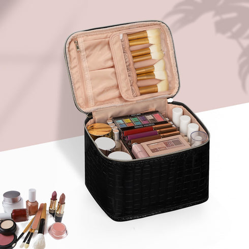 OCHEAL Travel Makeup Bag, Cosmetic Bags for Women Makeup Case Organizer Large Capacity Travel Toiletry Bag Storage Bags with Divider and Handle fo...