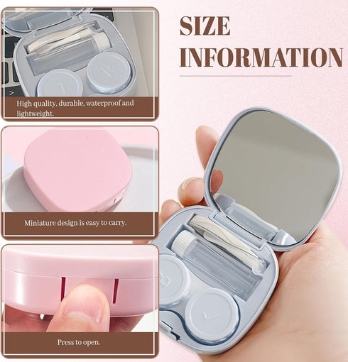 2PCS Contact Lens Case with 2Pcs Cleaner Washer, Portable Travel Eye Contact Case Contact Cases with Mirror Tweezers Remover Tool Solution Bottle ...