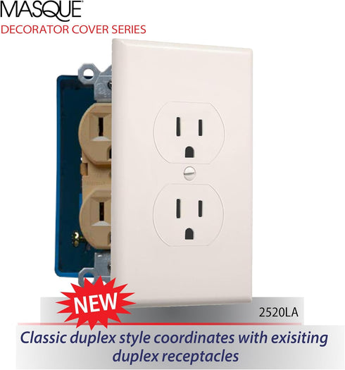 TayMac 2520LA MASQUE Light Almond 1-Gang Duplex Jumbo Electrical Outlet Cover Wall Plate 1-Pack, Replaces Old Wall Plate for Electric Outlet, Home...
