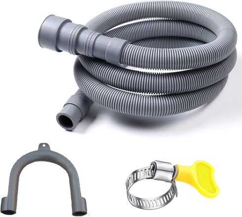 HLMOptimo 6 Feet Universal Washing Machine Drain Hose Flexible Dishwasher Drain Hose Extension Kits Corrugated Washer w/ 1 Adapter 1 Clamp 1 U-Ben...