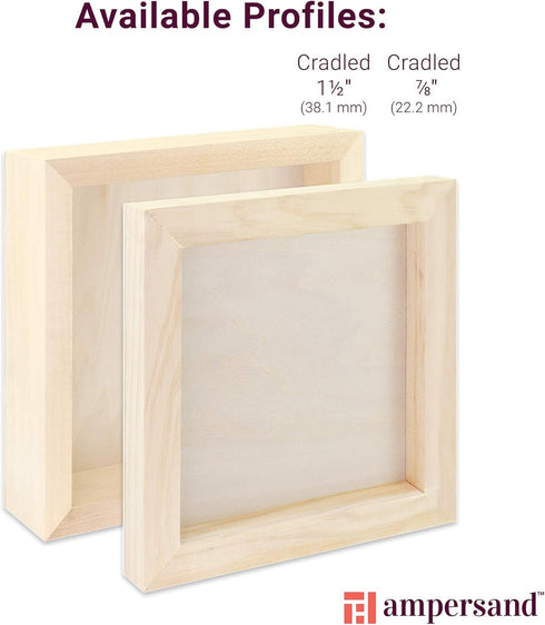 Ampersand Art Supply Unprimed Basswood Artist Panel, 1-1/2" Cradled Profile, 5"x7"...
