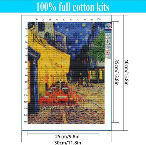 4 Pack Starry Night of Van Gogh Stamped Cross Stitch Kits - Counted Cross Stitch Kits for Beginners Adults,11 CT Patterns Dimensions Embroidery Ki...