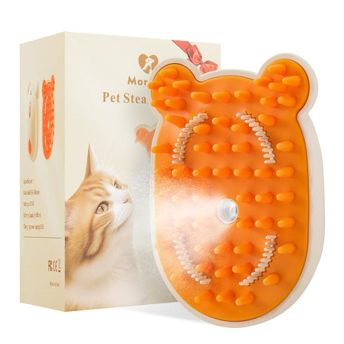 Cat Steam Brush Rechargeable Cat Brush Steamer for Shedding,Self-Cleaning Grooming Brush for Long &Short Haired Dogs and Cats,Remove and Clean Tan...