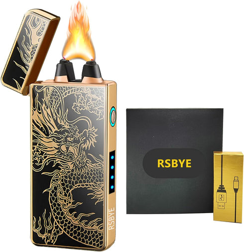Electric Lighter Dragon Lighter Plasma Lighters Arc Flame Lighters USB Rechargeable Lighterss Candle Lighterss Butane Free with LED Battery Indica...