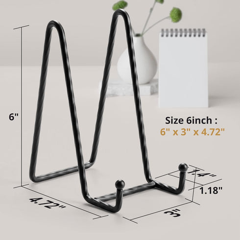 3 Pack 6inch Picture Stands for Display, Black Metal Plate Stands for Display - Decorative Plate Stand, Plate Holder Display Stand, Picture Frame ...