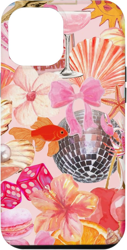 iPhone 14 Pro Max Vintage Collage Art Pink Summer Scrapbook Floral Aesthetic Case...