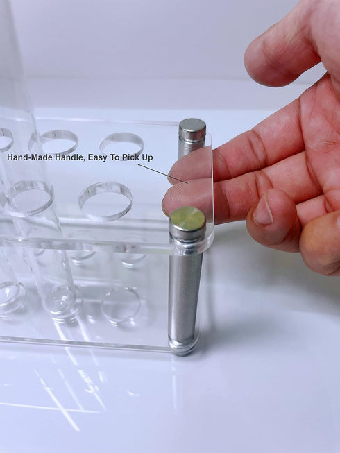 Ackers Transparent Acrylic Test Tube Bottle Small Glass Holder,Built-in Handle, 12 Tube Capacity, 0.7" (18mm) Holes for 10ML Test Tubes...