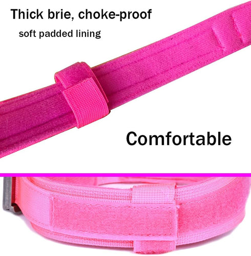 Tactical Dog Collar Military Dog Collar Adjustable Nylon Dog Collar Heavy Duty Metal Buckle with Handle for Dog Training (Pink,XXL)...