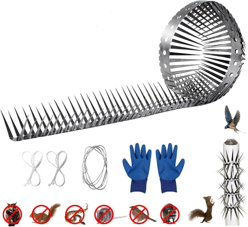 Comastbo40“ Raccoon Squirrel Spikes Deterrent for bird feeder pole,Tree baffle for Squirrel Raccoon Cat Deer,Good for Wall Barns Fence Roof with S...