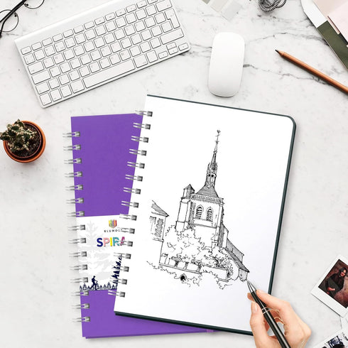 BLUMOST Spiral Sketchbook for Drawing, 120gsm Sketch Book for Sketching, Artist Drawing Blank Paper Notebook for Kids Adults Beginners, Inner Pock...