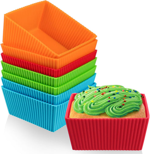 Webake 3.5 Inch Jumbo Baking Cups Reusable Silicone Square Cupcake Liners Non-stick Muffin Brownie Cake Mold (Pack of 8)...