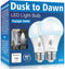 2 Pack Dusk to Dawn Light Bulbs Outdoor, 5000K-Daylight, 720LM, 9W(60W Equivalent) A19 E26 Automatic On/Off LED Light Bulbs, Dusk to Dawn LED Outd...