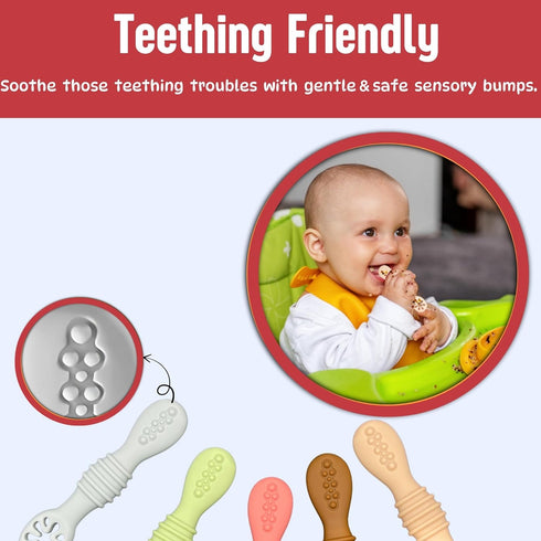 Silicone Baby Spoon Set, Infant Spoon 3-12 Months, Self-feeding Spoon, Dishwasher and Microwave Safe, First Stage Baby Led Weaning Spoon, Set of 2...
