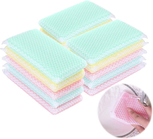 Sponge Individually Wrapped, Kitchen Dishwashing Sponge, Mesh Net Scouring Pad, Odor-Free Sponge Wipes Suitable for Travel Apartments (Multicolor ...