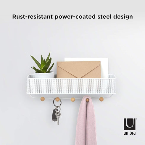Umbra Estique Entryway Organizer, Great for Storing Keys, Small Accessories, Mail, Wallets and More, White Finish...