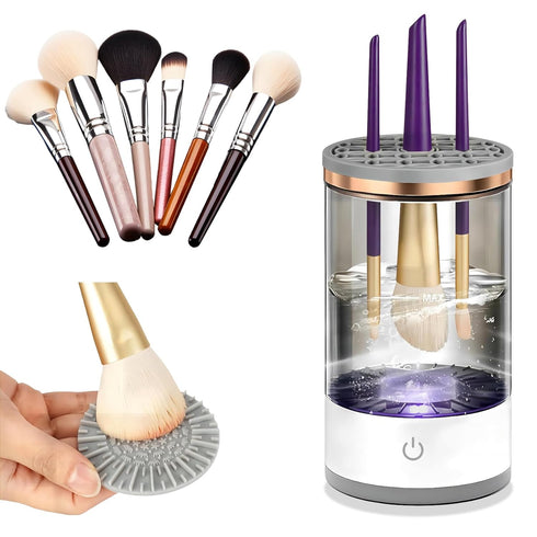 Makeup brush cleaner - Quick makeup brush cleaner machine - Quick cleaning set suitable for most makeup brush sizes with Makeup Brush Cleaner Mat ...