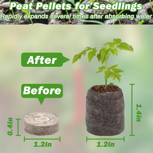 ZeeDix 30mm 50Pcs Compressed Peat Pellet Fiber Soil Plant Seed Starters - Nursery Plugs Pallet Seedling Soil Block for Grow Herbs Plant Flowers Ve...