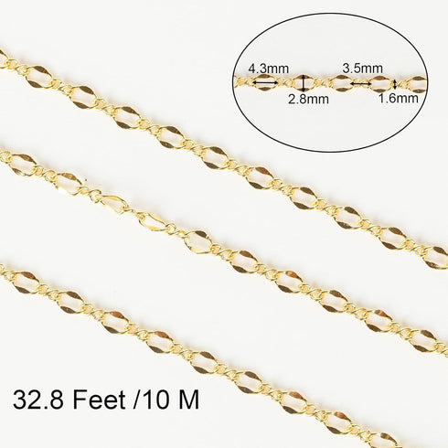 Jabogrii 32.8 Feet Lip Jewelry Making Chains Bulk 18K Gold Plated Brass Chain for Jewelry Making DIY Craft Chain Roll...