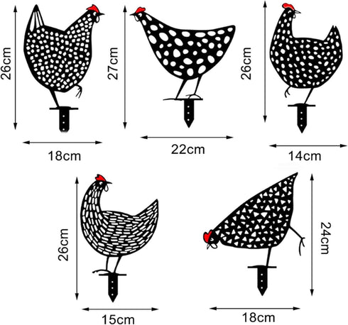 5PCS Rooster Animal Stakes, Chicken Family Garden Silhouette Yard Art, Hollow Out Animal Shape Decor for Outdoor-for Lawns Backyard 5PCS...
