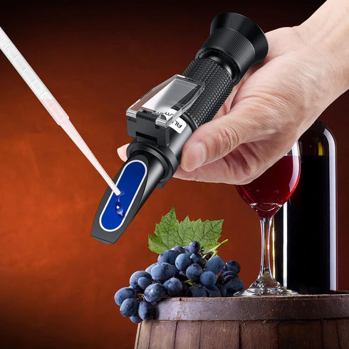 Grape Wine Refractometer Brix Alcohol Refractometer for Grape Wine Brewing Measure Sugar Content & Predict Alcohol Degree Dual Scale of 0-40% Brix...